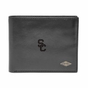 USC Trojans Fossil Black SC Interlock Ryan Flip ID Bifold Wallet